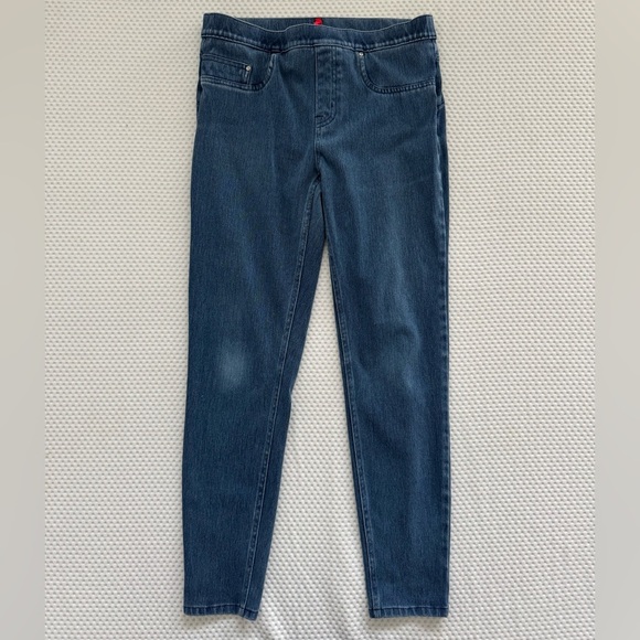 SPANX Jean-ish Ankle Shaping Leggings in Blue Tummy Control Women Size Large - Picture 1 of 6